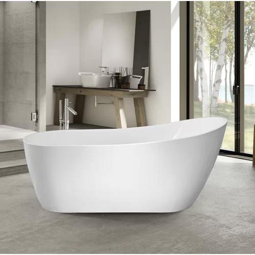 VA6904-S Acrylic 59" x 29" Freestanding Soaking Bathtub