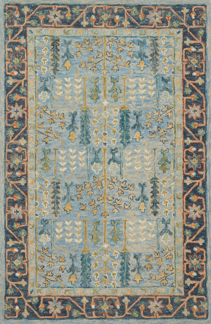 Loloi Rugs Victoria Collection Rug in Lt Blue, Dk Blue - 9'3" x 13'