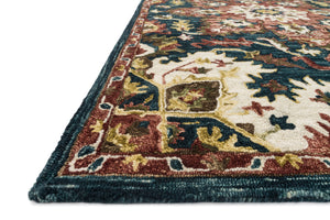 Loloi Rugs Victoria Collection Rug in Teal, Raspberry - 9'3" x 13'