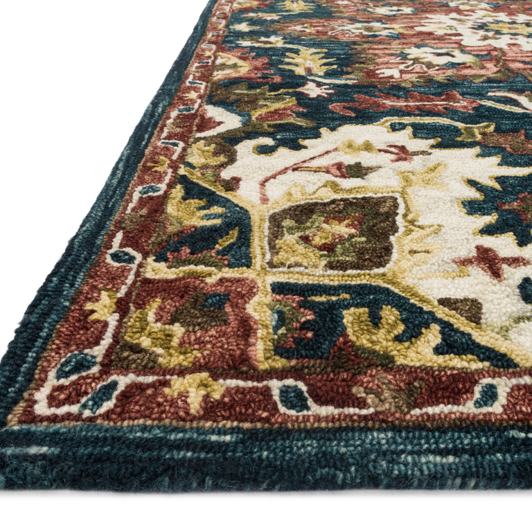 Loloi Rugs Victoria Collection Rug in Teal, Raspberry - 7'9" x 9'9"