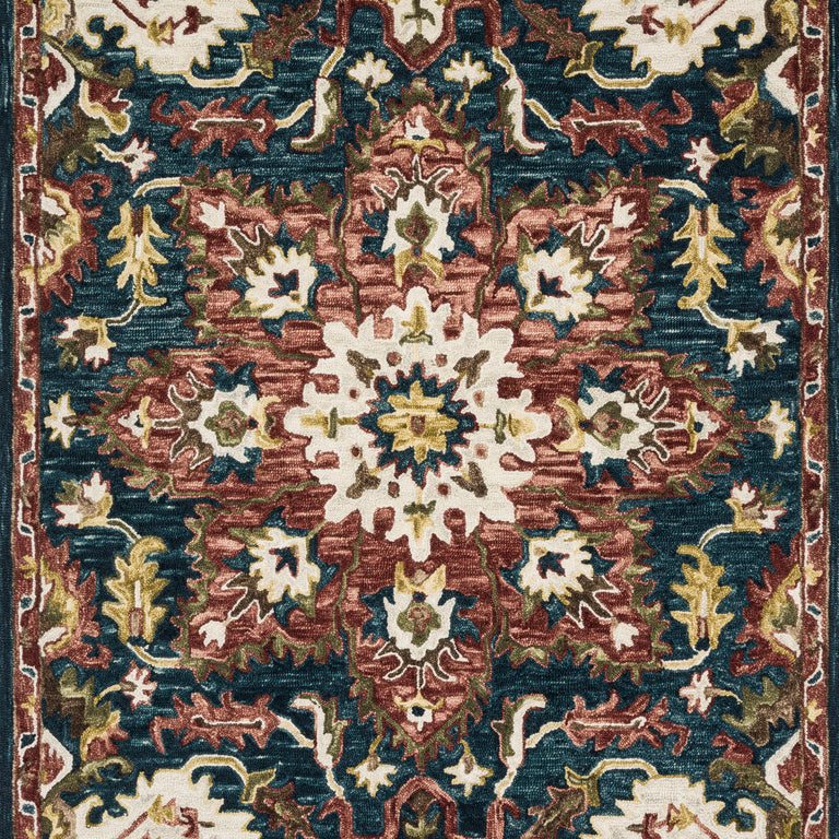Loloi Rugs Victoria Collection Rug in Teal, Raspberry - 7'9" x 9'9"