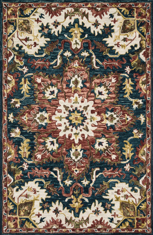 Loloi Rugs Victoria Collection Rug in Teal, Raspberry - 7'9" x 9'9"