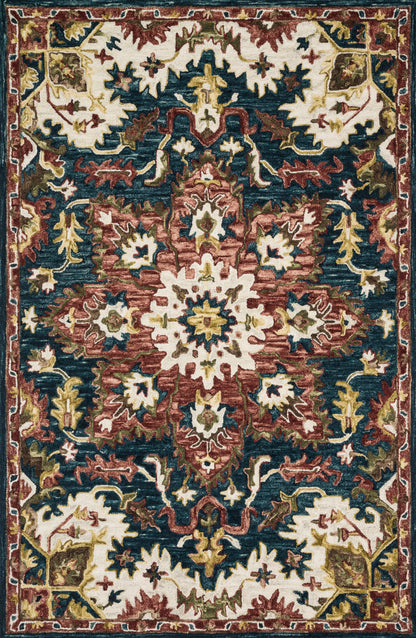 Loloi Rugs Victoria Collection Rug in Teal, Raspberry - 7'9" x 9'9"