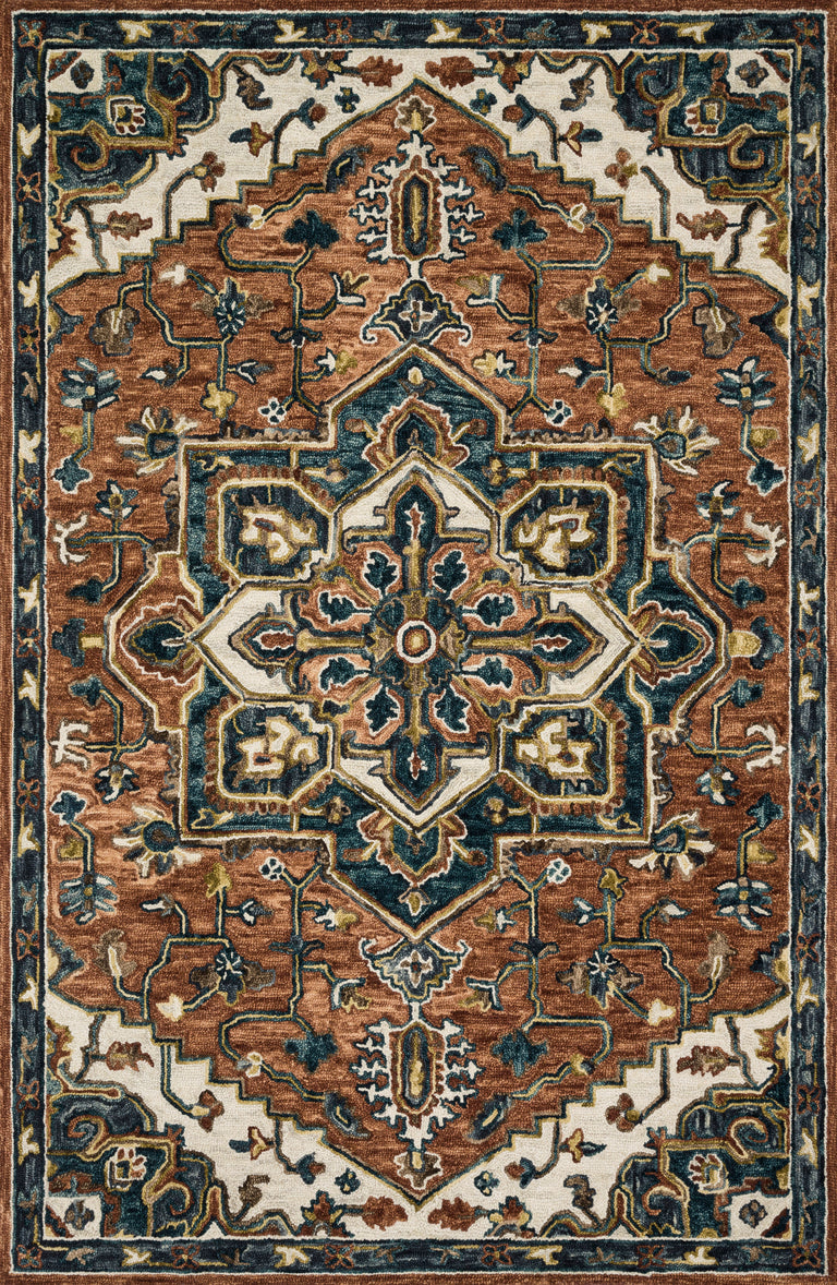 Loloi Rugs Victoria Collection Rug in Rust, Ivory - 9'3" x 13'