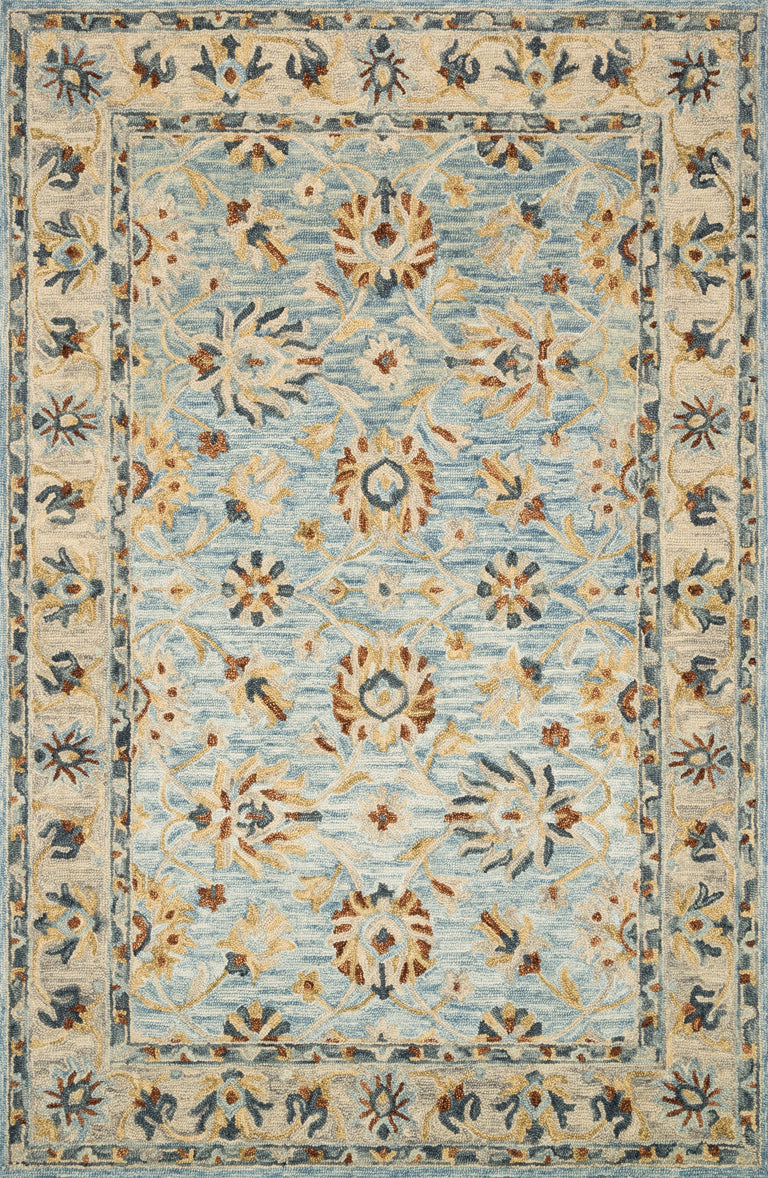 Loloi Rugs Victoria Collection Rug in Lt. Blue, Natural - 9'3" x 13'