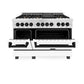 ZLINE Autograph Edition 48 in. 6.0 cu. ft. Range, Gas Stove/Electric Oven in DuraSnow® with White Matte Door, Matte Black Accents, RASZ-WM-48-MB
