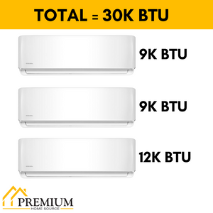 Pioneer® Mini Split 30,000 BTU 3 Zone Ductless Air Conditioner and Heat Pump, WYT040GLHI22M4-9W-9W-12W