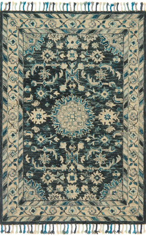 Loloi Rugs Zharah Collection Rug in Teal, Grey - 7'9" x 9'9"