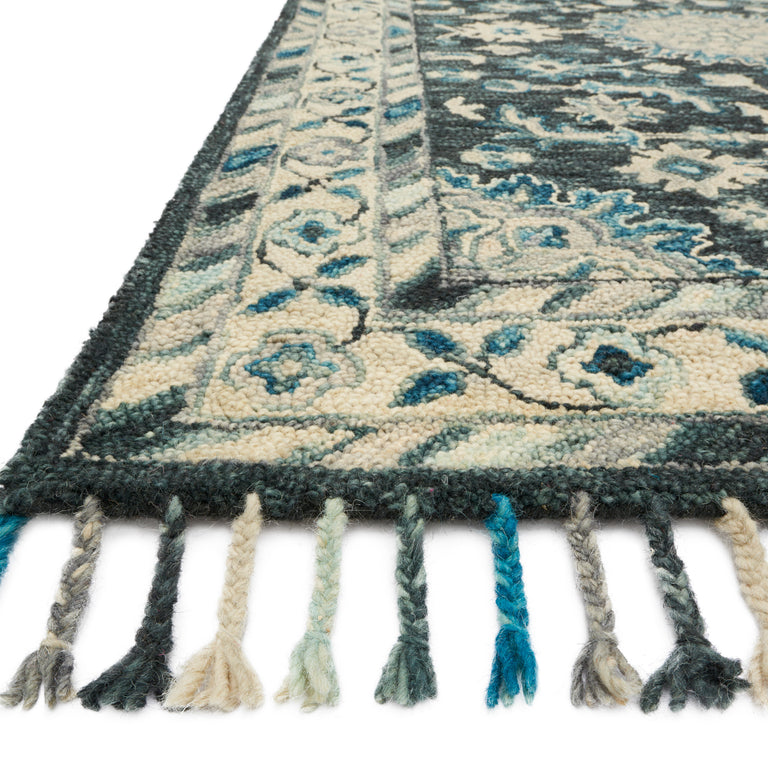 Loloi Rugs Zharah Collection Rug in Teal, Grey - 7'9" x 9'9"