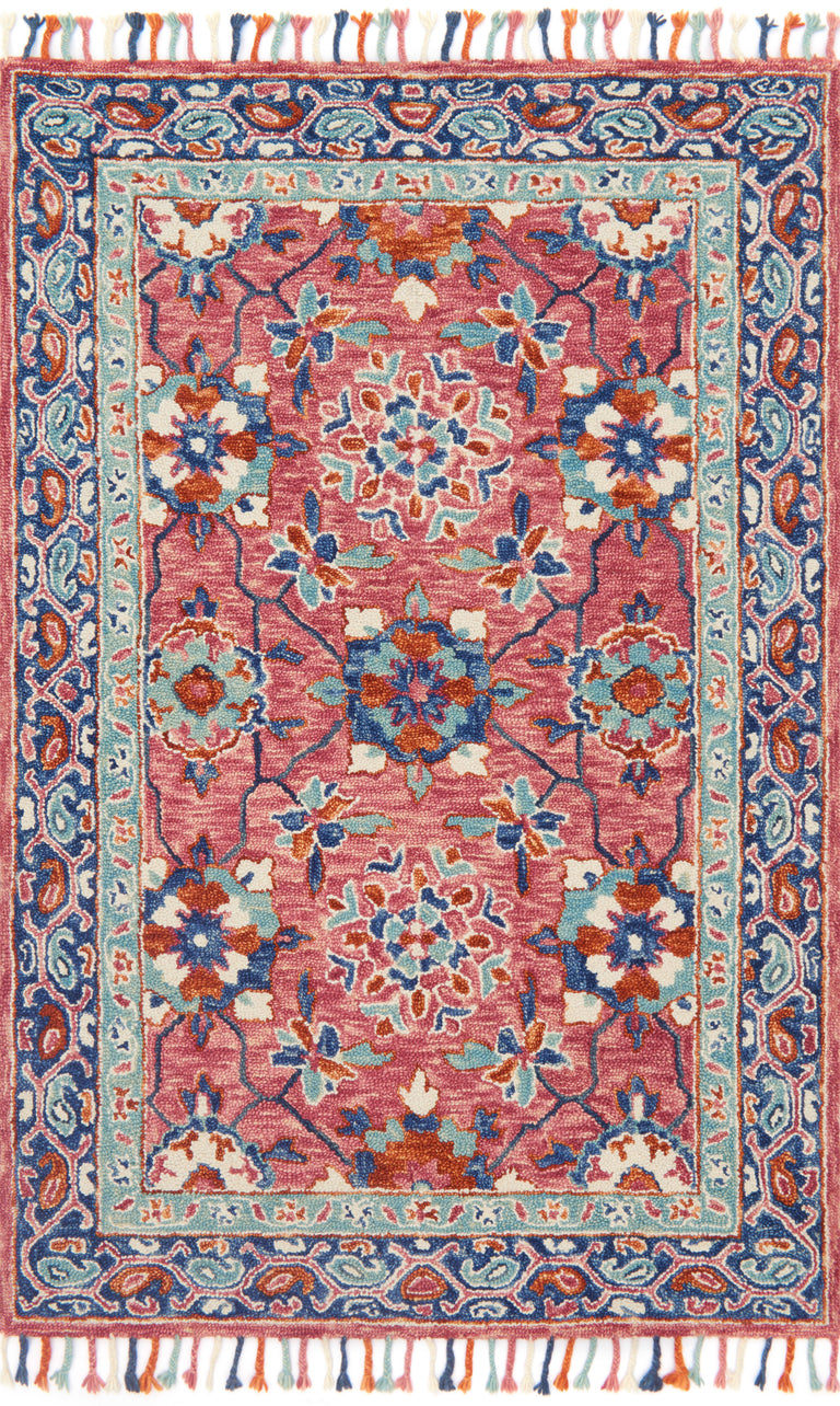 Loloi Rugs Zharah Collection Rug in Rose, Denim - 9'3" x 13'