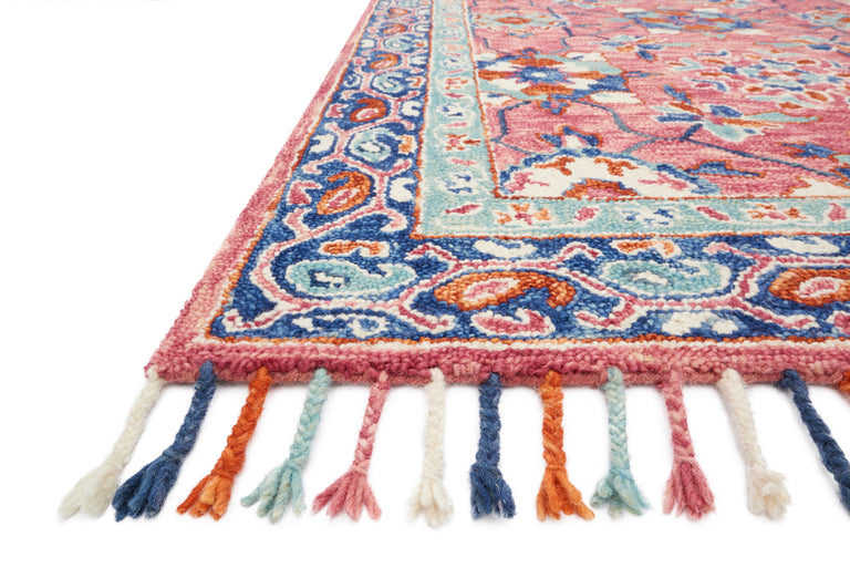 Loloi Rugs Zharah Collection Rug in Rose, Denim - 7'9" x 9'9"