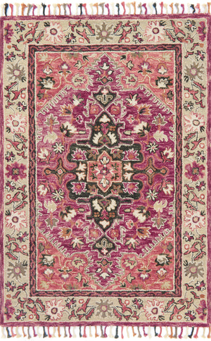 Loloi Rugs Zharah Collection Rug in Raspberry, Taupe - 7'9" x 9'9"