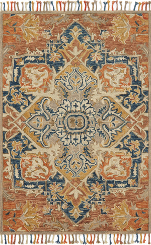 Loloi Rugs Zharah Collection Rug in Rust, Blue - 9'3" x 13'