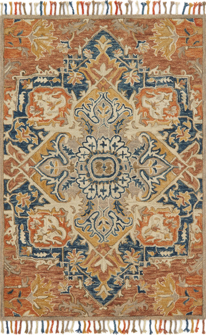 Loloi Rugs Zharah Collection Rug in Rust, Blue - 9'3" x 13'
