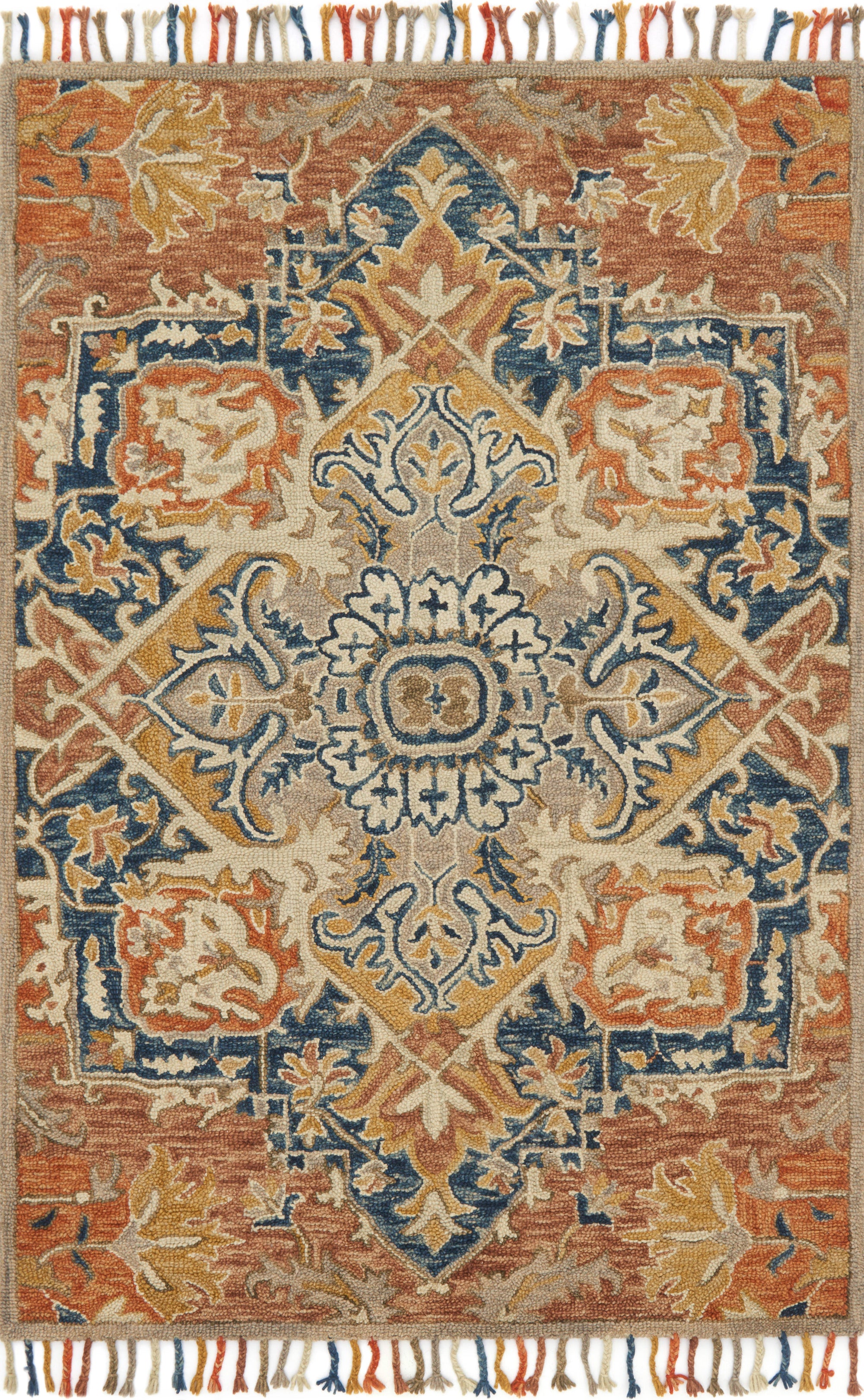 Loloi Rugs Zharah Collection Rug in Rust, Blue 9'3" x 13' Premium Home Source