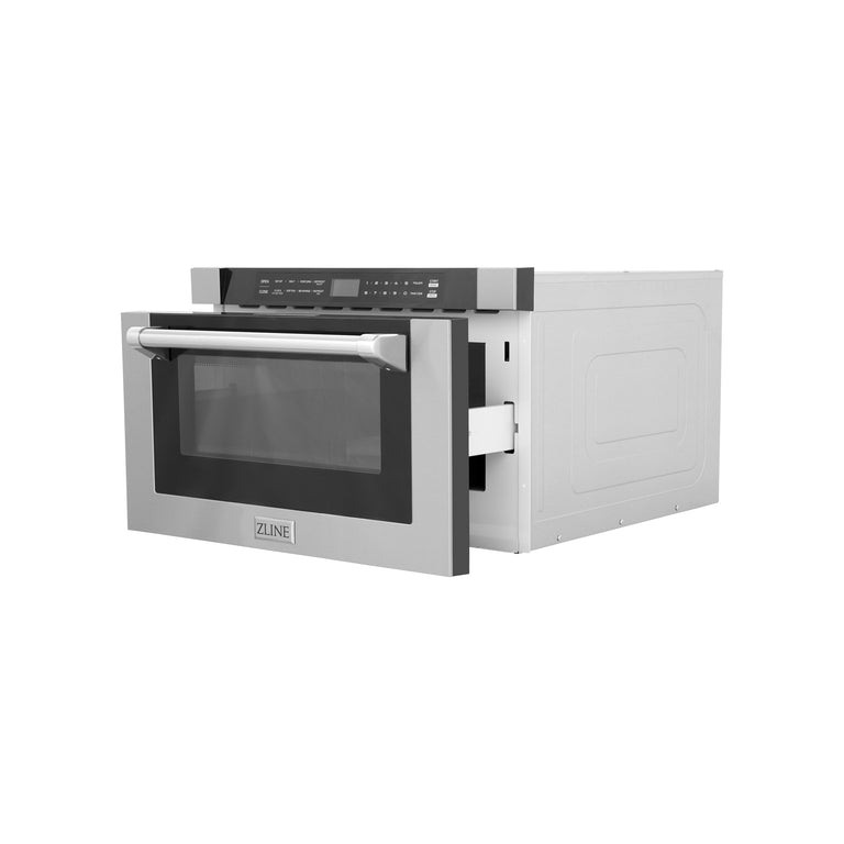 ZLINE 24 In. 1.2 cu. ft. Built-in Microwave Drawer with a Traditional Handle in Stainless Steel, MWD-1-H