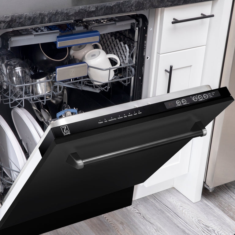 ZLINE Appliance Package - 48 In. Dual Fuel Range, Range Hood, Dishwasher in Black Stainless Steel, 3KP-RABRH48-DWV