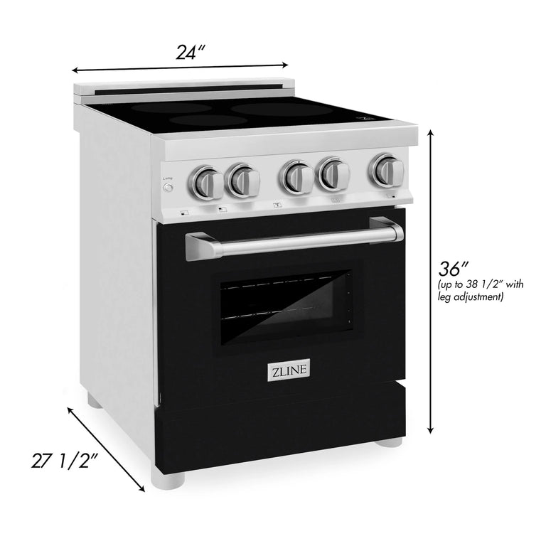 ZLINE 24 Inch 2.8 cu. ft. Induction Range with a 3 Element Stove and Electric Oven in Black Matte, RAIND-BLM-24