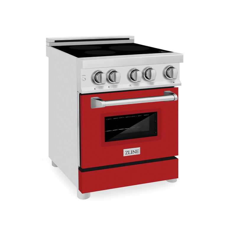 ZLINE 24 Inch 2.8 cu. ft. Induction Range with a 3 Element Stove and Electric Oven in Red Gloss, RAIND-RG-24