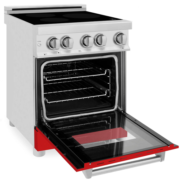 ZLINE 24 Inch 2.8 cu. ft. Induction Range with a 3 Element Stove and Electric Oven in Red Gloss, RAIND-RG-24