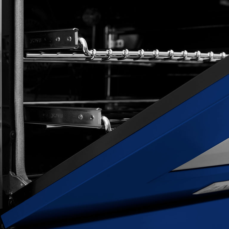ZLINE 24 Inch Gas Range in DuraSnow® Stainless Steel and Blue Gloss Door, RGS-BG-24