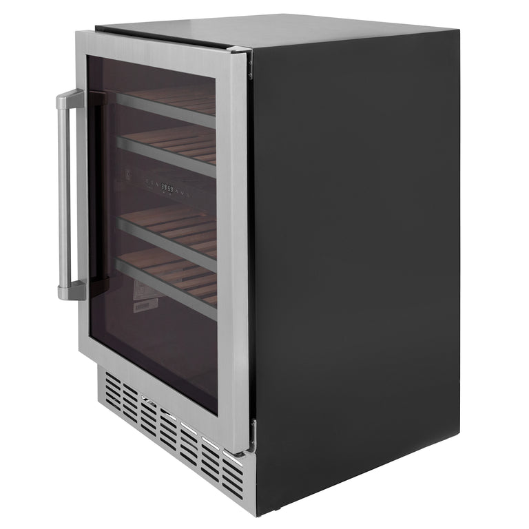 ZLINE 24" Dual Zone 44-Bottle Wine Cooler in Stainless Steel - Monument Series, RWV-UD-24