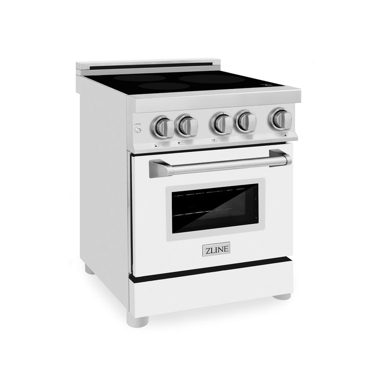ZLINE 24 In. 2.8 cu. ft. Induction Range with a 3 Element Stove and Electric Oven in White Matte, RAIND-WM-24
