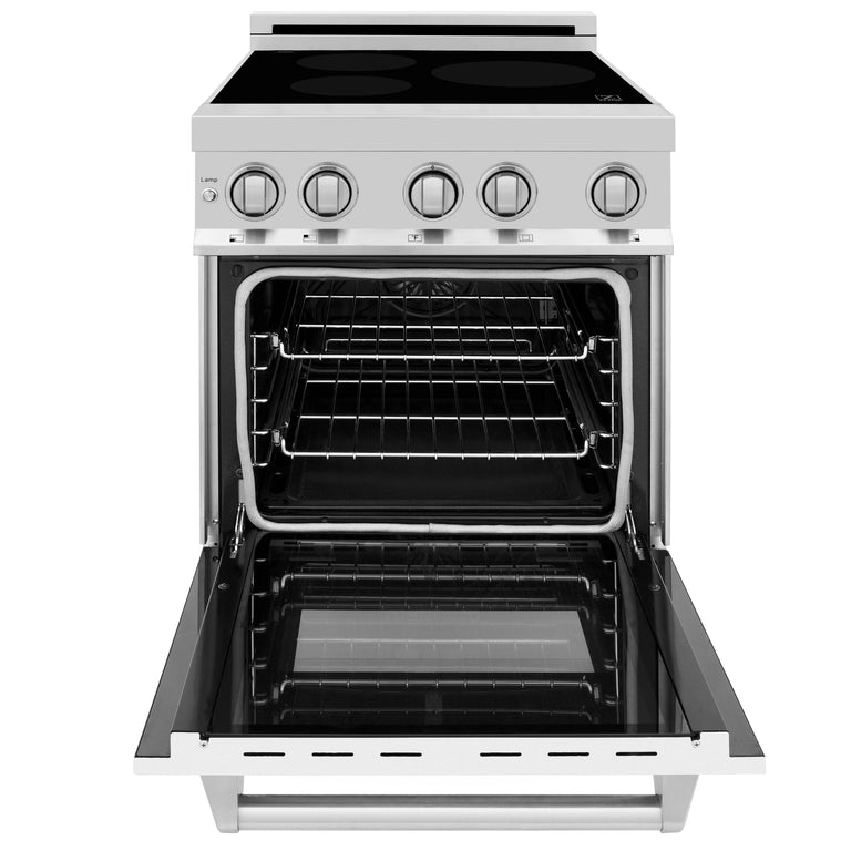 ZLINE 24 In. 2.8 cu. ft. Induction Range with a 3 Element Stove and Electric Oven in White Matte, RAIND-WM-24