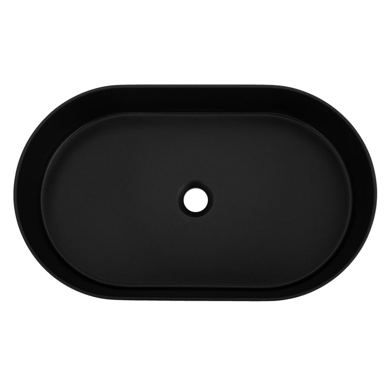 ZLINE 24 Inch Siena Oval Vessel Bath Sink in Matte Black, SK-QVO-MB-24