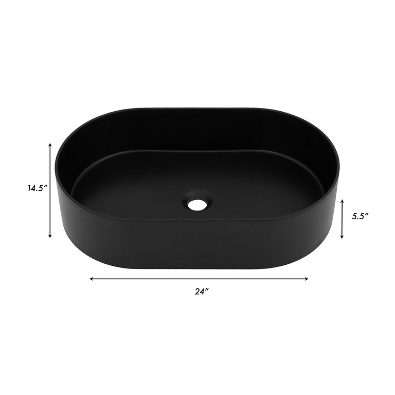 ZLINE 24 Inch Siena Oval Vessel Bath Sink in Matte Black, SK-QVO-MB-24
