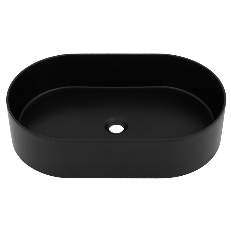 ZLINE 24 Inch Siena Oval Vessel Bath Sink in Matte Black, SK-QVO-MB-24