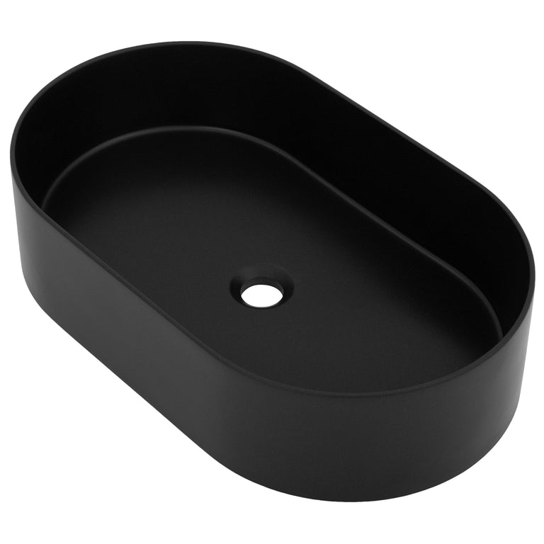 ZLINE 24 Inch Siena Oval Vessel Bath Sink in Matte Black, SK-QVO-MB-24
