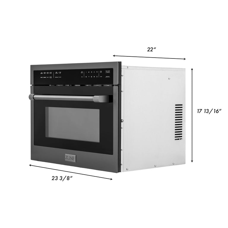 ZLINE Kitchen Appliance Package - 48 In. Gas Range with Brass Burners, Range Hood and Microwave Oven in Black Stainless Steel, 3KP-RGBRHMWO-48