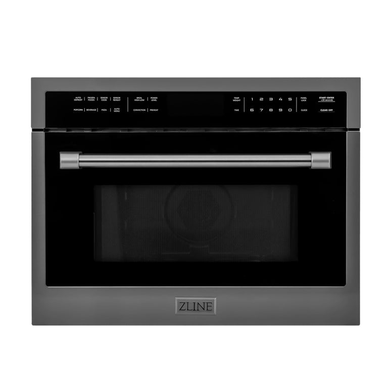 ZLINE Appliance Package - 30 In. Gas Range with Brass Burners, Microwave Oven, Range Hood in Black Stainless Steel, 3KP-RGBRHMWO-30