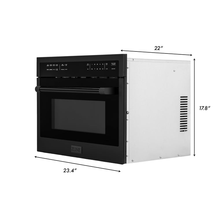 ZLINE Appliance Package - 36 in. Gas Range, Range Hood, Microwave Oven - Black Stainless Steel, 3KP-RBGRH36-MO