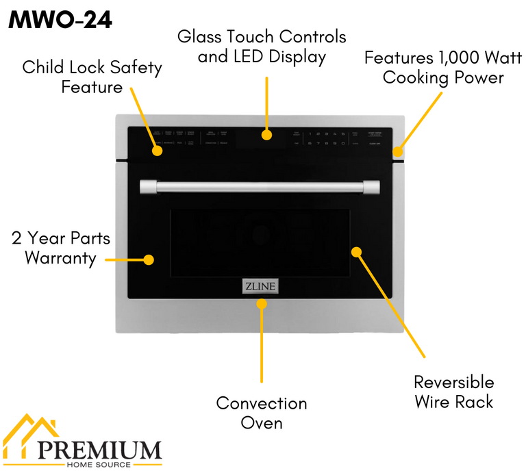 ZLINE Appliance Package - 36 in. Gas Range, Range Hood, Microwave Oven, 3KP-RGRHC36-DWV