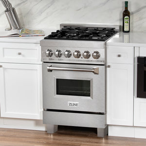ZLINE 24 in. Professional Gas Burner/Electric Oven in DuraSnow® Stainless Steel Range, RAS-SN-24