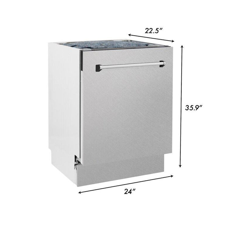 ZLINE 48 in. Kitchen Appliance Package with DuraSnow® Stainless Dual Fuel Range, Ducted Vent Range Hood and Tall Tub Dishwasher, 3KP-RASRH48-DWV