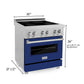 ZLINE 30 In. 4.0 cu. ft. Induction Range with a 4 Element Stove and Electric Oven in Durasnow and Blue Gloss, RAINDS-BG-30