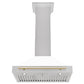 ZLINE 30 In Autograph Edition DuraSnow® Stainless Steel Range Hood with White Matte Shell and Gold Handle, KB4SNZ-WM30-G