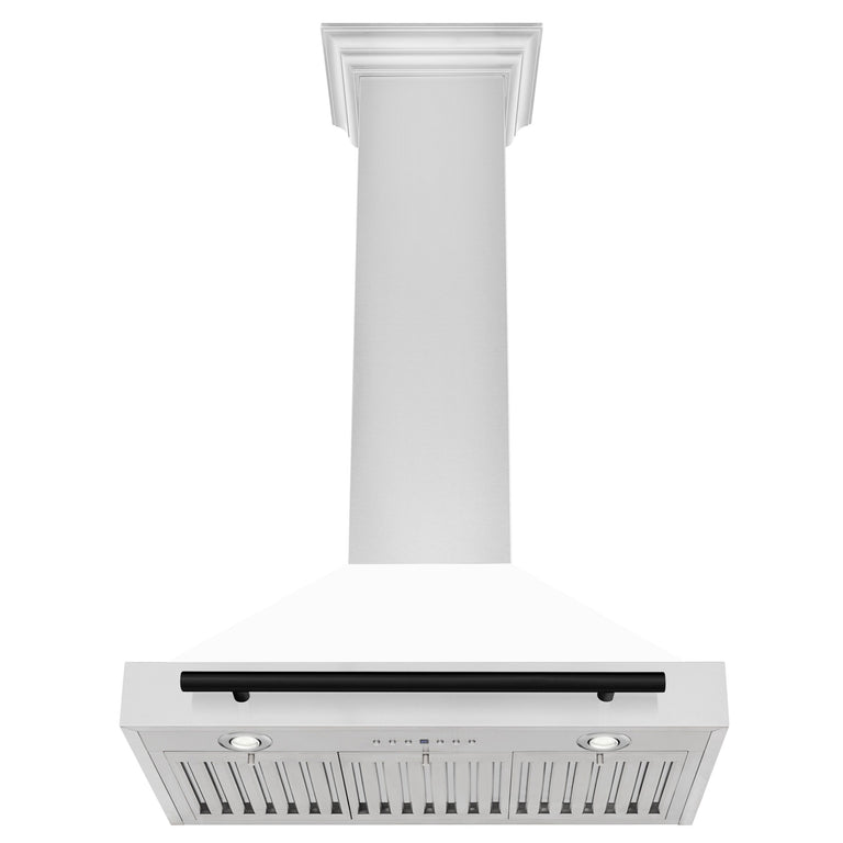 ZLINE 30 In Autograph Edition Stainless Steel Range Hood with White Matte Shell and Matte Black Accents, KB4STZ-WM30-MB