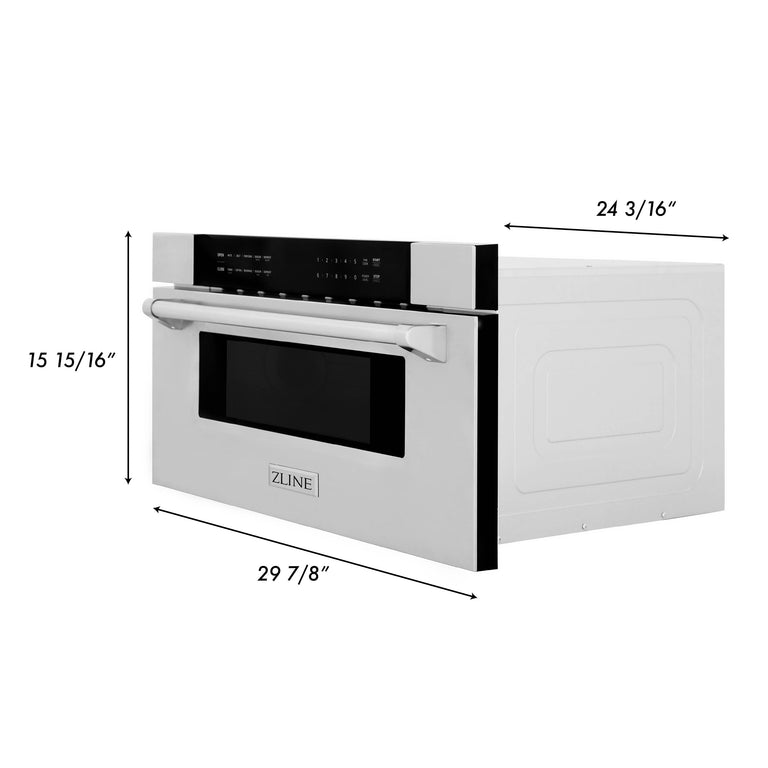 ZLINE 30 Inch 1.2 cu. ft. Built-In Microwave Drawer In Stainless Steel, MWD-30