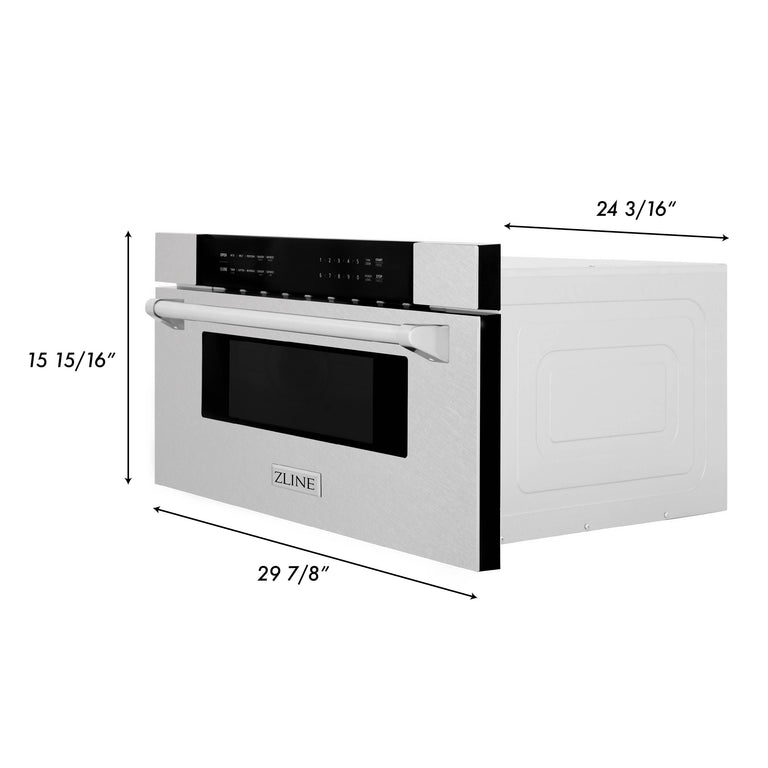 ZLINE 30 Inch 1.2 cu. ft. Built-In Microwave Drawer in DuraSnow® Stainless Steel, MWD-30-SS
