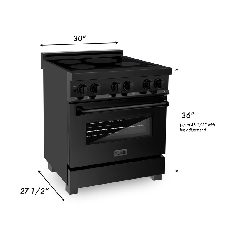 ZLINE 30 Inch 4.0 cu. ft. Induction Range with Electric Oven in Black Stainless Steel, RAIND-BS-30