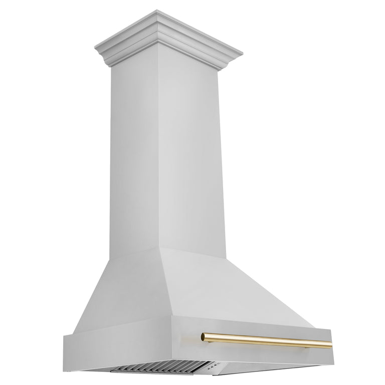 ZLINE Autograph Package - 30 In. Gas Range, Range Hood in Stainless Steel with Gold Accents, 2AKP-RGRH30-G