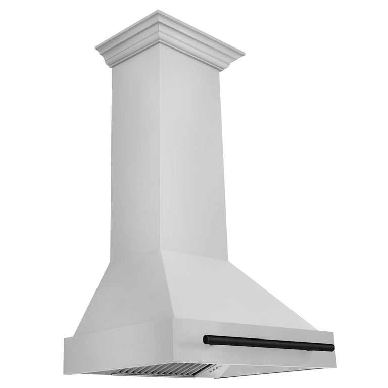 ZLINE Autograph Package - 30 In. Gas Range, Range Hood in Stainless Steel with Matte Black Accents, 2AKP-RGRH30-MB