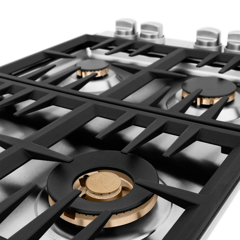 ZLINE 30 in. Dropin Cooktop with 4 Gas Brass Burners, RC-BR-30