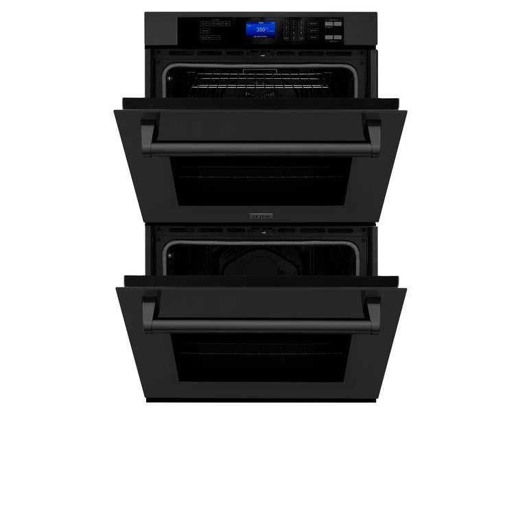 ZLINE Package - 48" Rangetop, Hood, Refrigerator, Dishwasher, Double Wall Oven in Black Stainless