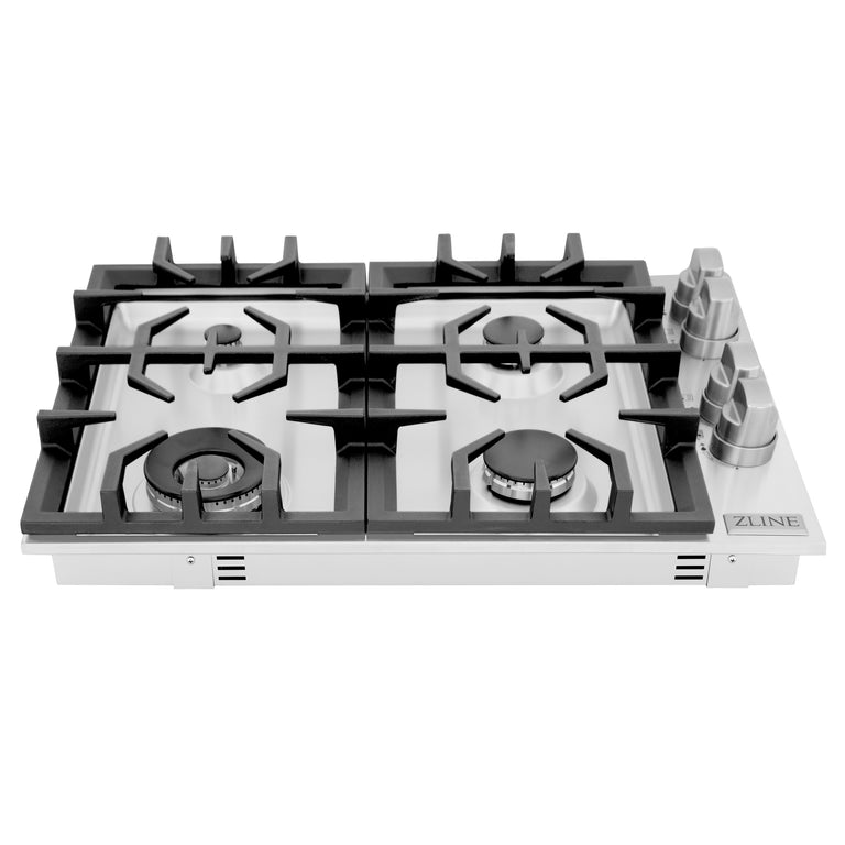 ZLINE 30 in. Stainless Steel Dropin Cooktop with 4 Gas Burners, RC30