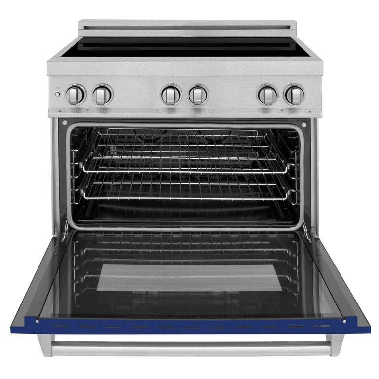 ZLINE 36 In. 4.6 cu. ft. Induction Range with a 4 Element Stove and Electric Oven in Blue Gloss, RAINDS-BG-36